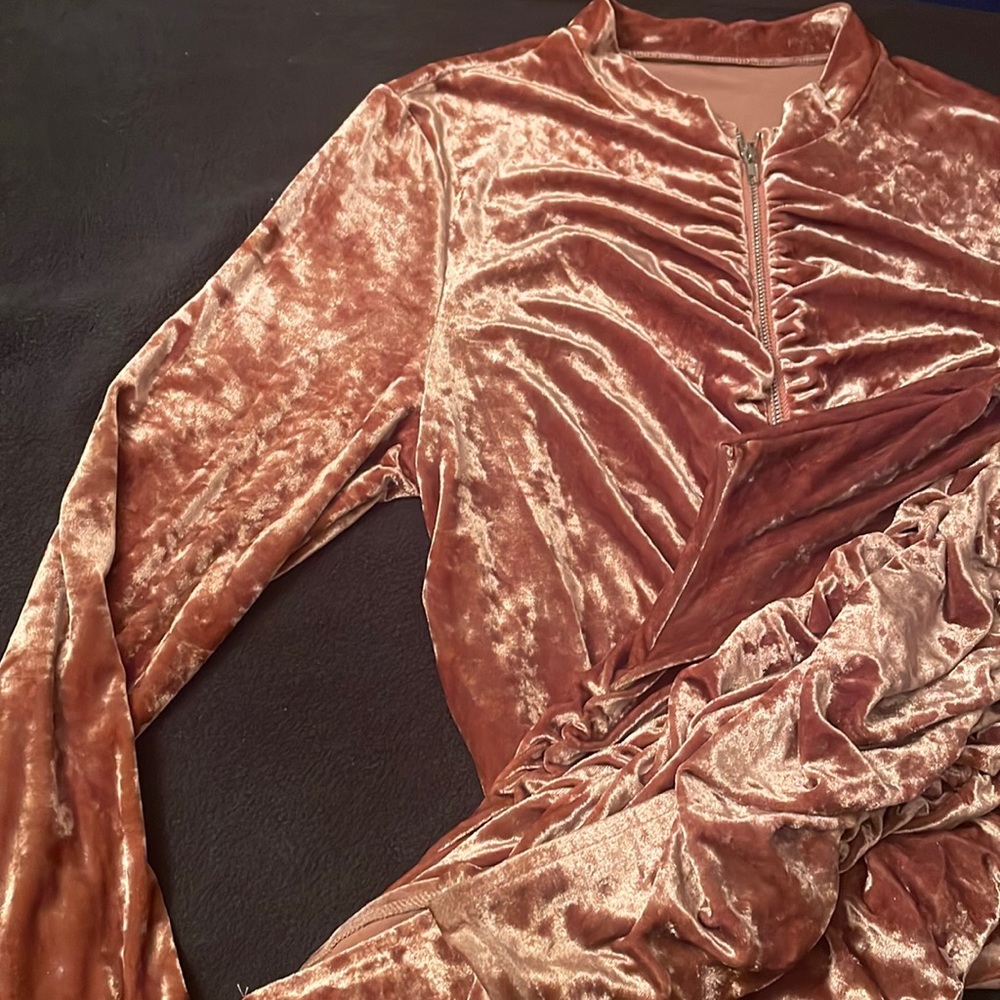 XL Velour champagne color Track Suit
